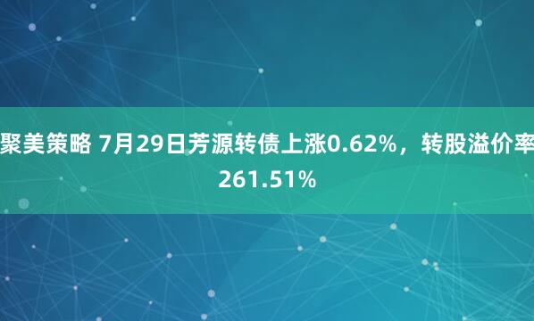 聚美策略 7月29日芳源转债上涨0.62%，转股溢价率261.51%