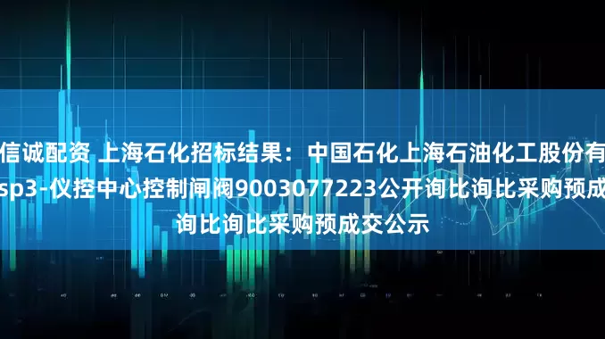 信诚配资 上海石化招标结果：中国石化上海石油化工股份有限公司sp3-仪控中心控制闸阀9003077223公开询比询比采购预成交公示